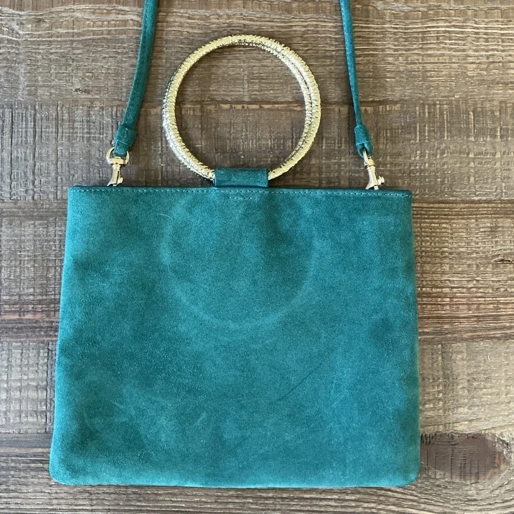 Thacker Le Pouch Leather Bag with Hammered Gold Ring Handles or Crossbody - Picture 11 of 11